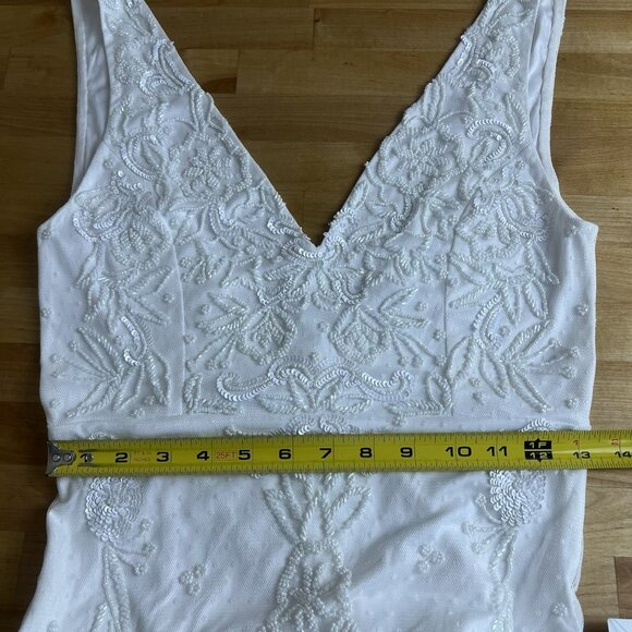 LULUS Wedding Dress Medium Passionate Romance White Beaded Sequin Mermaid Maxi - Picture 11 of 12